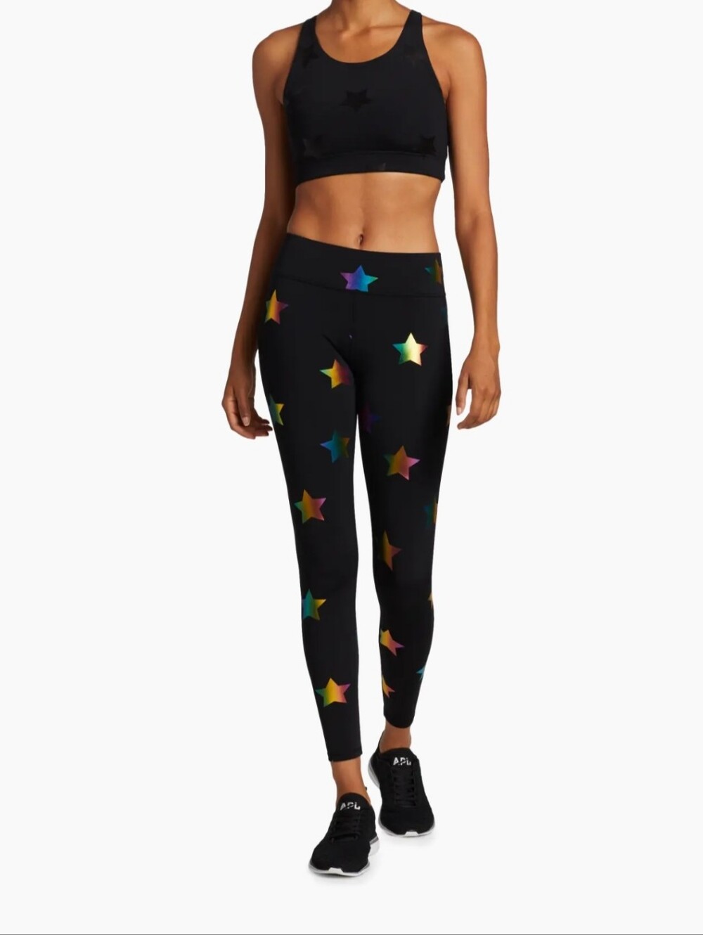 WOMEN'S TEREZ BLACK WITH COLOLRFUL Star-Print Foil Leggings Pants SZ M $110 SAKS